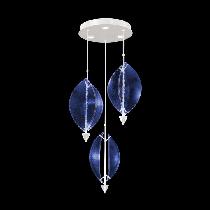 Fine Art Handcrafted Lighting Embark 28.5"W Round Pendant in White Lacquer, Blue (100064-61)
