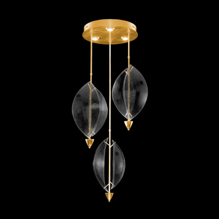 Fine Art Handcrafted Lighting Embark 28.5"W Round Pendant in Standard Gold Leaf, Clear (100064-33)
