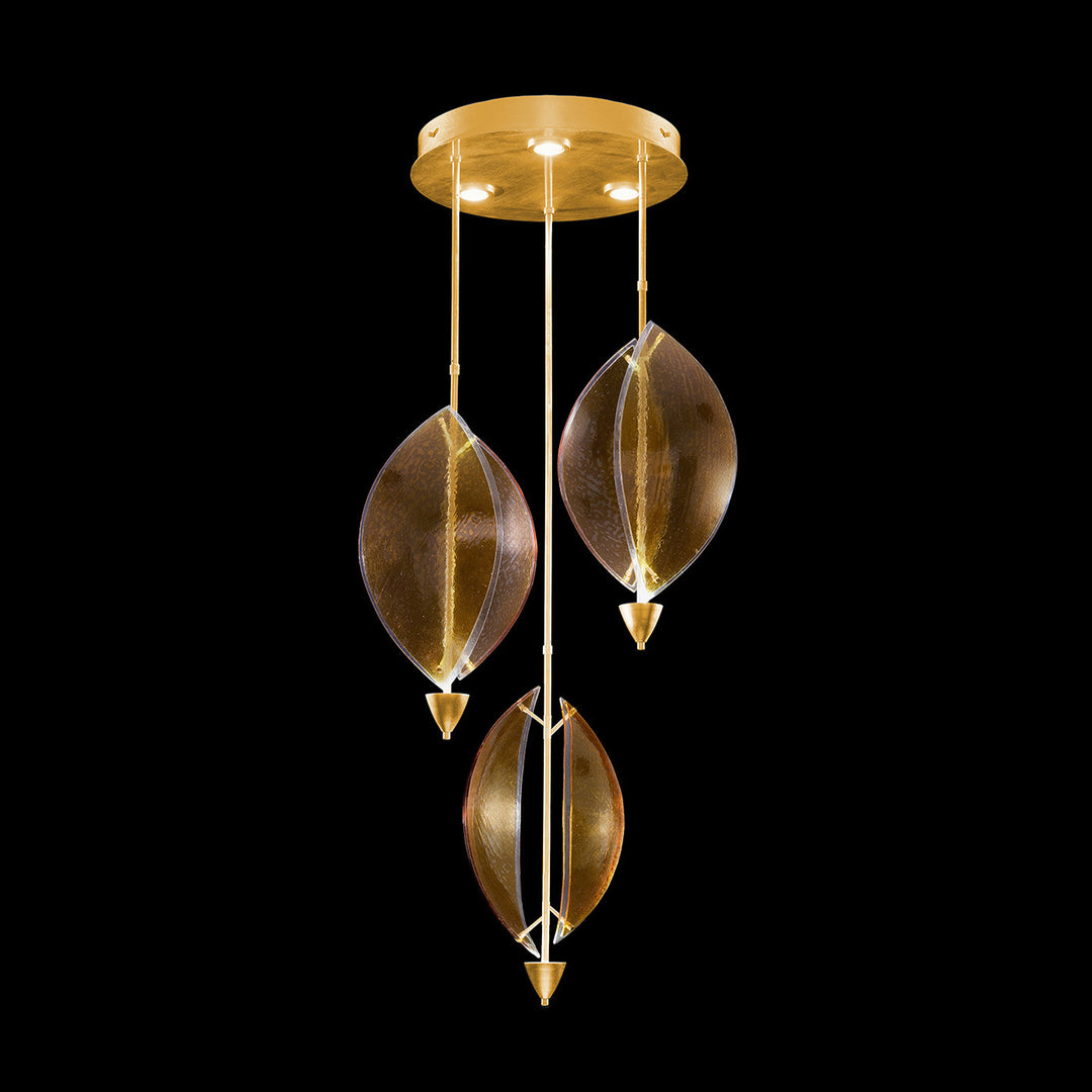 Fine Art Handcrafted Lighting Embark 28.5"W Round Pendant in Standard Gold Leaf, Amber (100064-32)