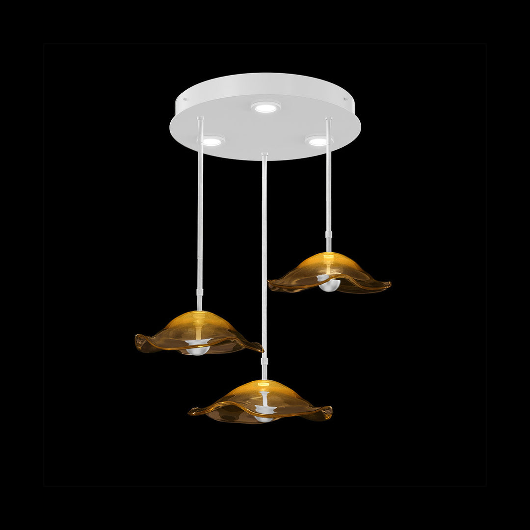 Fine Art Handcrafted Lighting Embark 31.25"W Round Pendant in White Lacquer, Amber (100065-62)