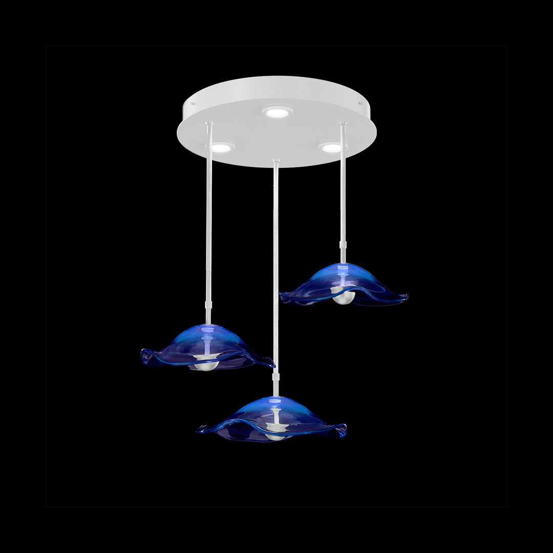 Fine Art Handcrafted Lighting Embark 31.25"W Round Pendant in White Lacquer, Blue (100065-61)