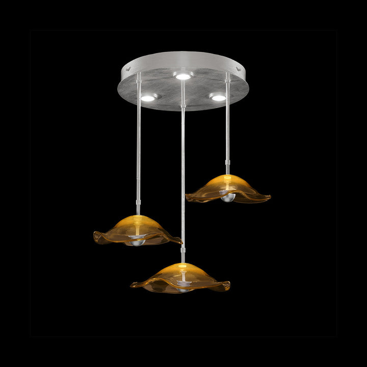 Fine Art Handcrafted Lighting Embark 31.25"W Round Pendant in Standard Silver Leaf, Amber (100065-42)