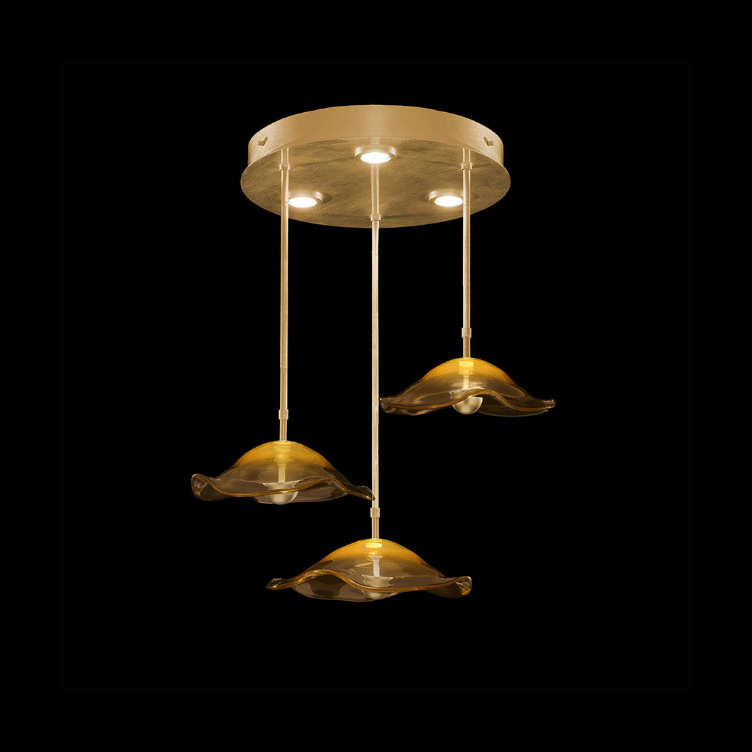 Fine Art Handcrafted Lighting Embark 31.25"W Round Pendant in Standard Gold Leaf, Amber (100065-32)