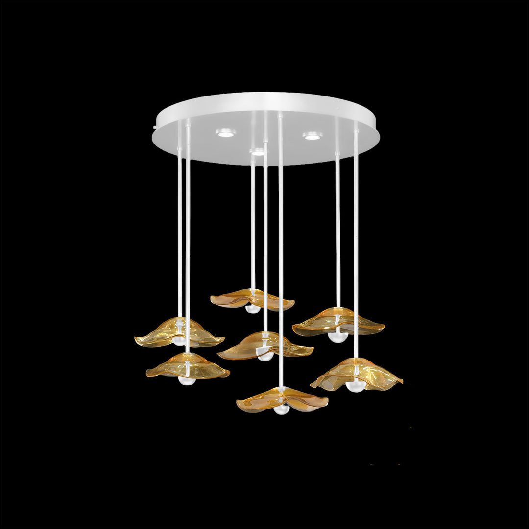 Fine Art Handcrafted Lighting Embark 43"W Round Pendant in White Lacquer, Amber (100066-62)