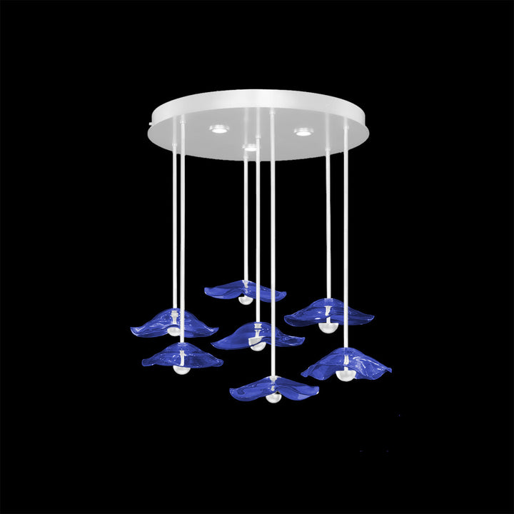 Fine Art Handcrafted Lighting Embark 43"W Round Pendant in White Lacquer, Blue (100066-61)