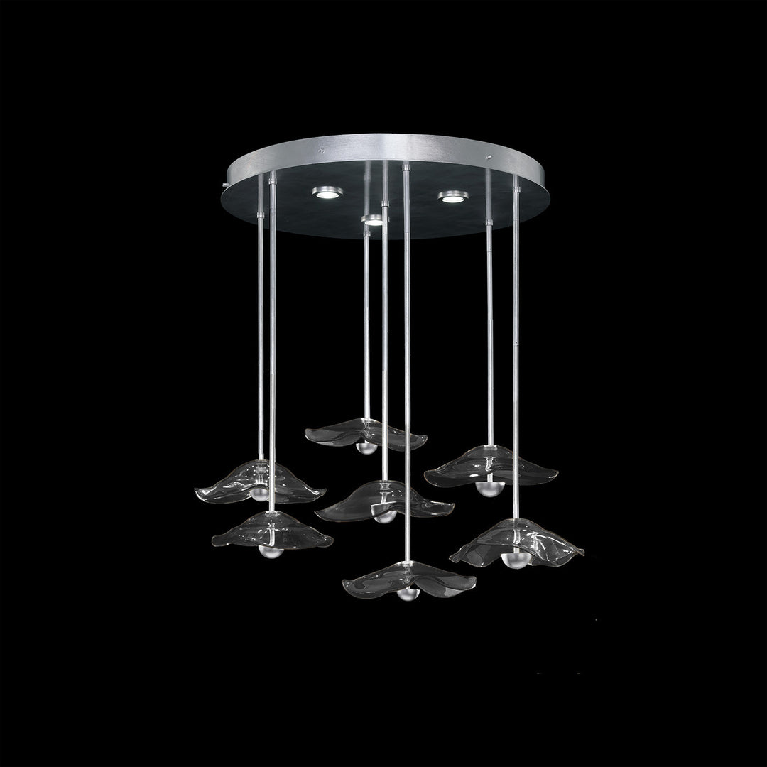 Fine Art Handcrafted Lighting Embark 43"W Round Pendant in Standard Silver Leaf, Clear (100066-43)