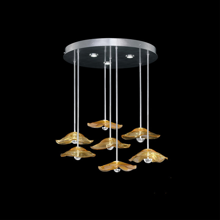 Fine Art Handcrafted Lighting Embark 43"W Round Pendant in Standard Silver Leaf, Amber (100066-42)