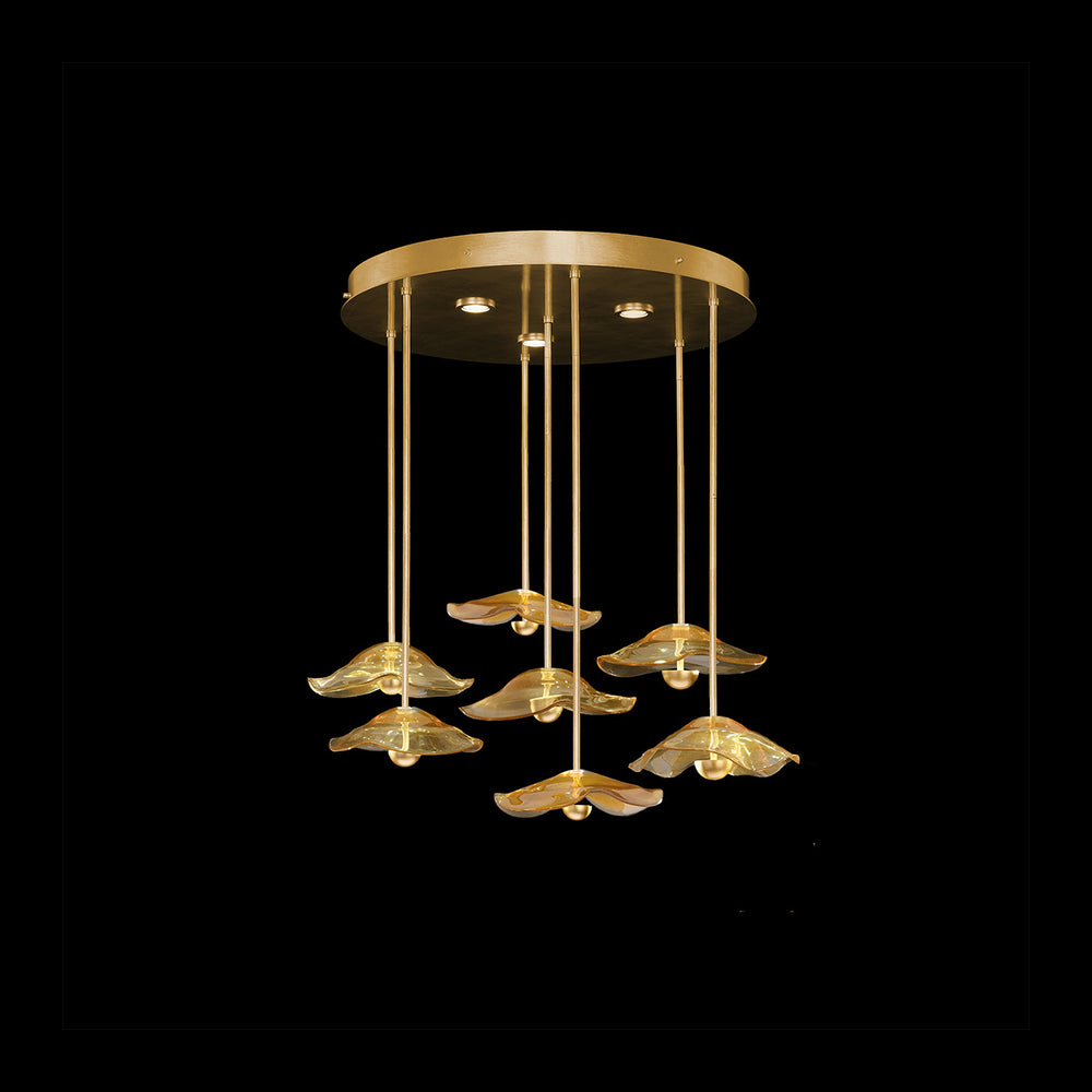 Fine Art Handcrafted Lighting Embark 43"W Round Pendant in Standard Gold Leaf, Amber (100066-32)