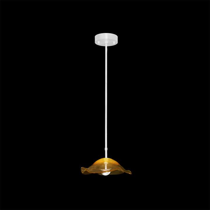 Fine Art Handcrafted Lighting Embark 12"W Round Pendant in White Lacquer, Amber (100067-62)