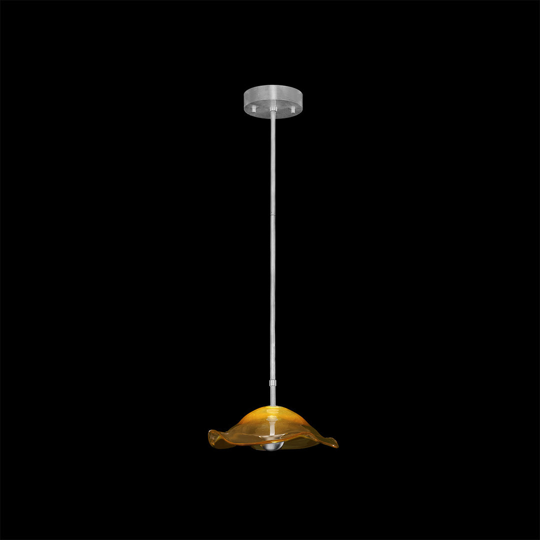 Fine Art Handcrafted Lighting Embark 12"W Round Pendant in Standard Silver Leaf, Amber (100067-42)