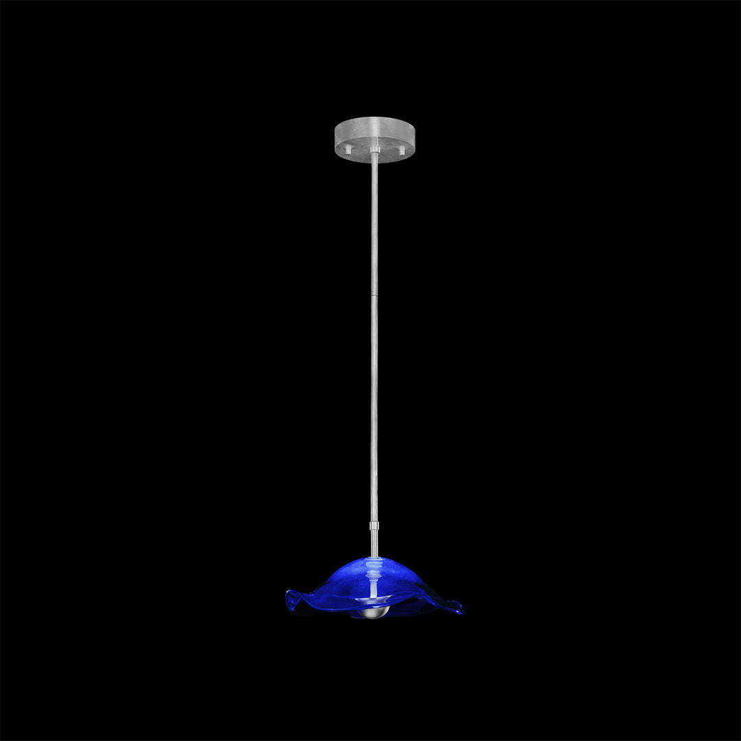 Fine Art Handcrafted Lighting Embark 12"W Round Pendant in Standard Silver Leaf, Blue (100067-41)