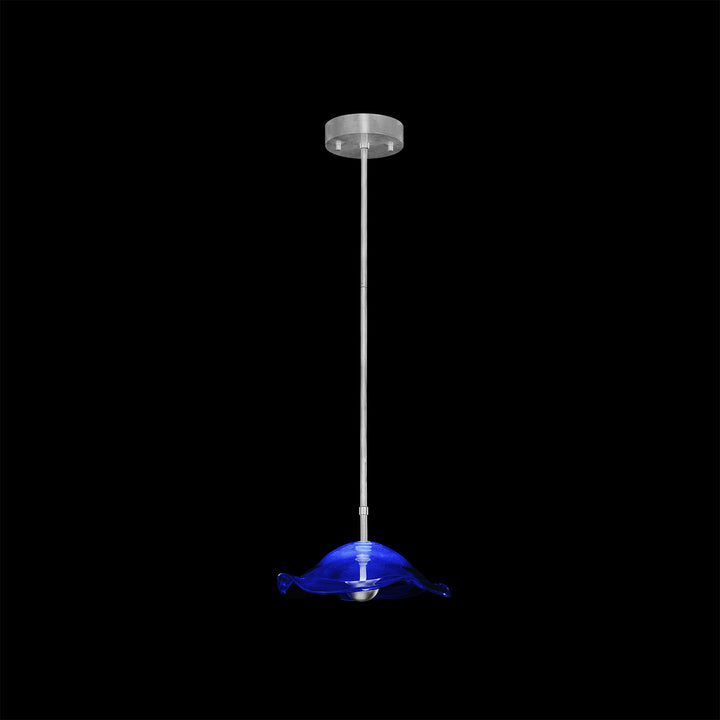 Fine Art Handcrafted Lighting Embark 12"W Round Pendant in Standard Silver Leaf, Blue (100067-41)