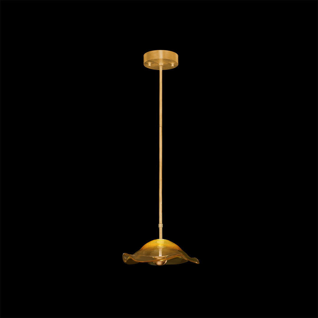 Fine Art Handcrafted Lighting Embark 12"W Round Pendant in Standard Gold Leaf, Amber (100067-32)