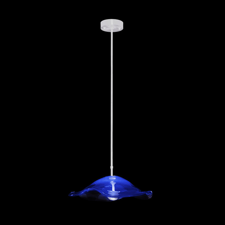 Fine Art Handcrafted Lighting Embark 20"W Round Pendant 100068 in White Lacquer, Blue (100068-61)