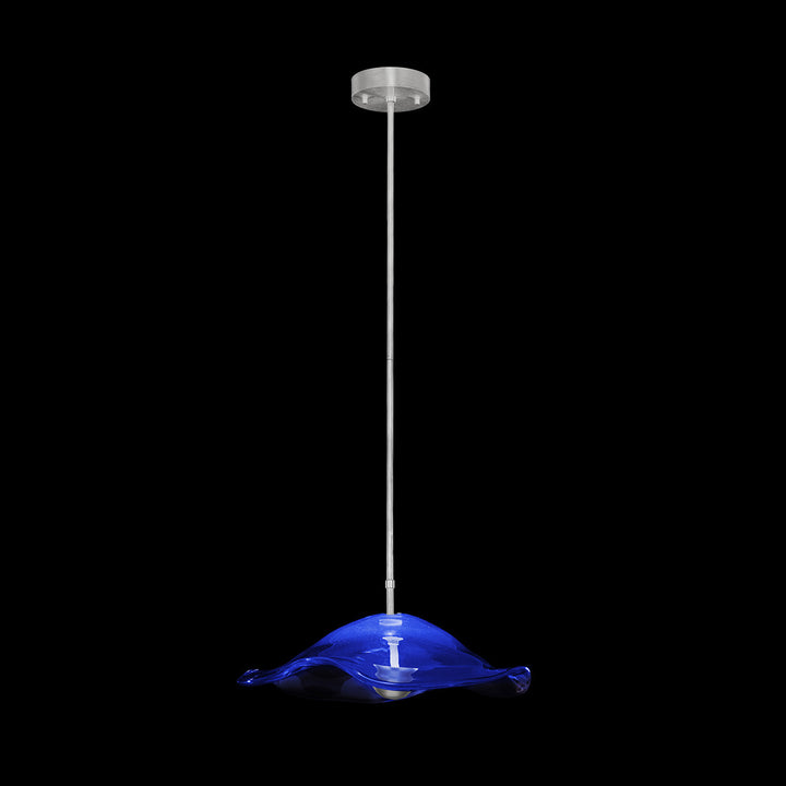 Fine Art Handcrafted Lighting Embark 20"W Round Pendant 100068 in Standard Silver Leaf, Blue (100068-41)