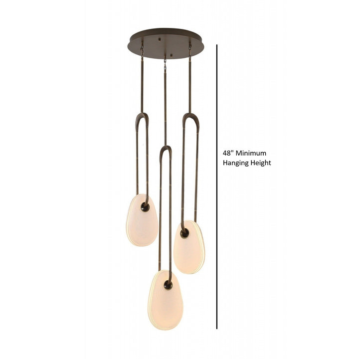 Avenue Lighting Palmea 3-Light 18"W Oval Glass LED Chandelier HF7103-AB-WHT in Aged Brass/White Glass view 3