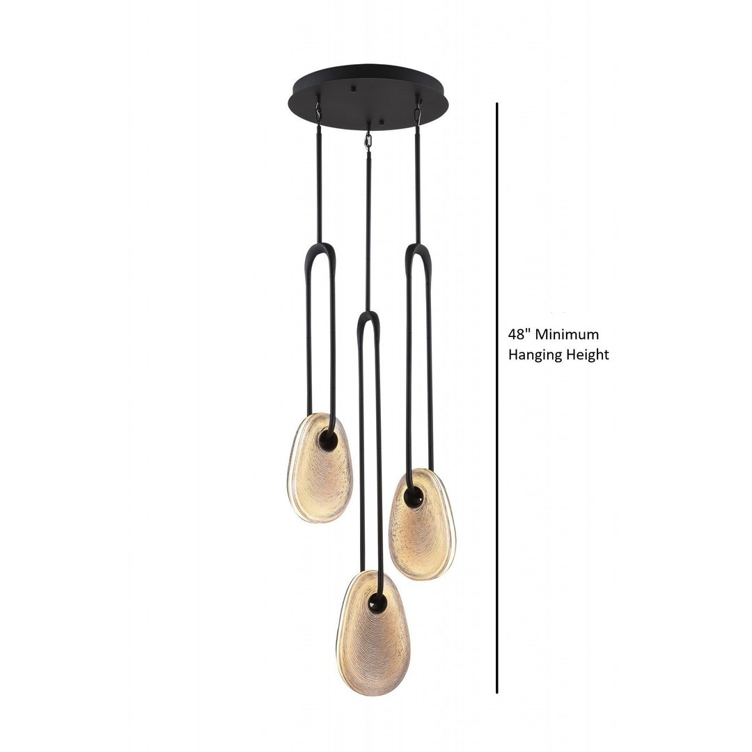 Avenue Lighting Palmea 3-Light 18"W Oval Glass LED Chandelier HF7103-BK-SMK in Matte Black/Smoked Glass view 3