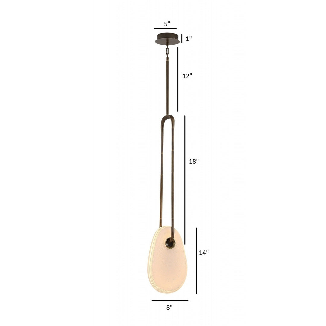 Avenue Lighting Palmea 14"H Oval Glass LED Pendant HF7122-AB-WHT in Aged Brass/White Glass view 3