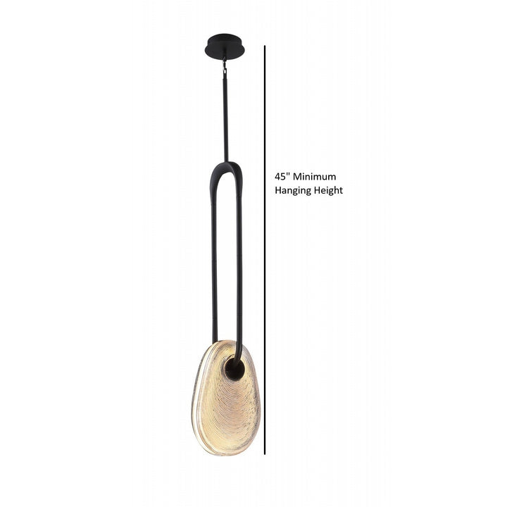 Avenue Lighting Palmea 14"H Oval Glass LED Pendant HF7122-BK-SMK in Matte Black/Smoked Glass view 3