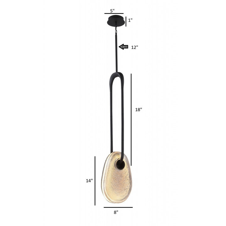 Avenue Lighting Palmea 14"H Oval Glass LED Pendant HF7122-BK-SMK in Matte Black/Smoked Glass view 2