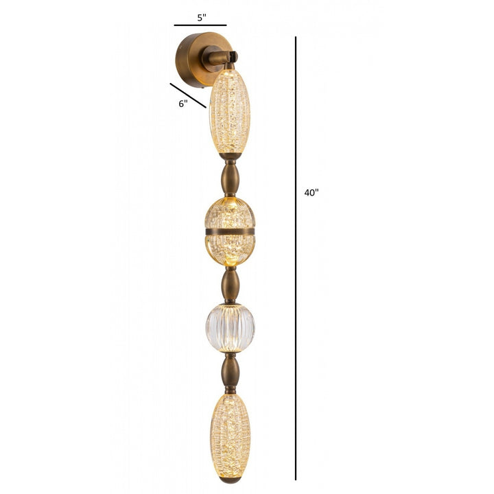 Avenue Lighting Dubai 4-Light 40"H LED Wall Sconce HF7160-AGB in Aged Golden Brass/Gold Glass view 3