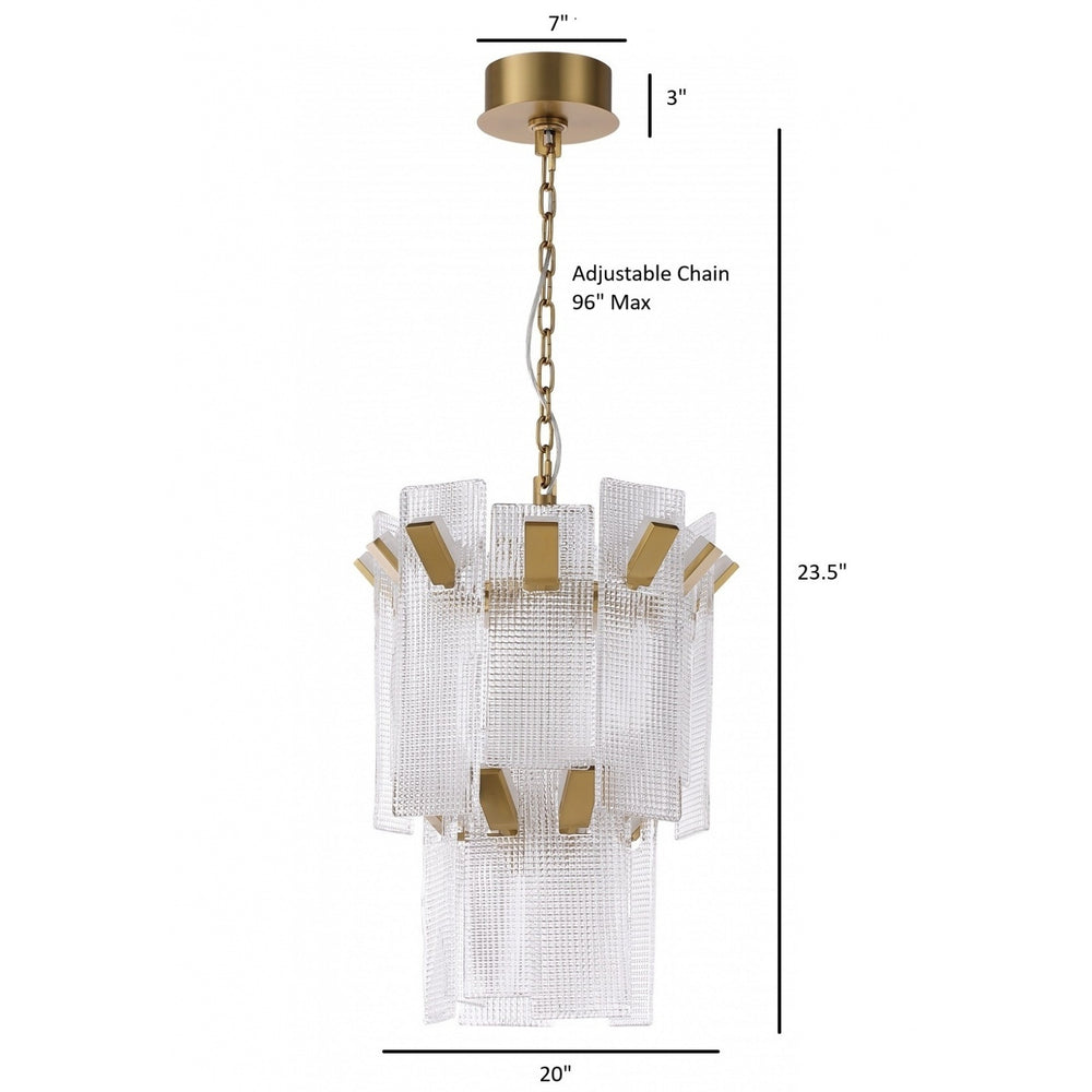 Avenue Lighting Belmont 20"W 2-Tier Chandelier HF7180-AGB in Aged Golden Brass/Textured Glass view 2