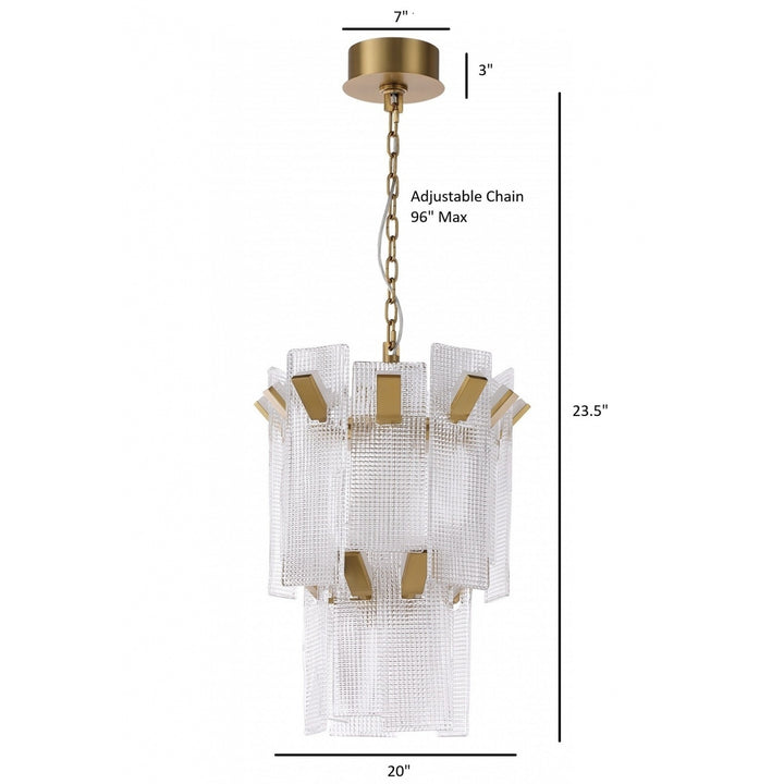 Avenue Lighting Belmont 20"W 2-Tier Chandelier HF7180-AGB in Aged Golden Brass/Textured Glass view 2