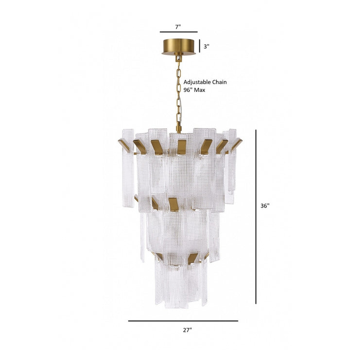 Avenue Lighting Belmont 27"W 3-Tier Chandelier HF7181-AGB in Aged Golden Brass/Textured Glass view 2