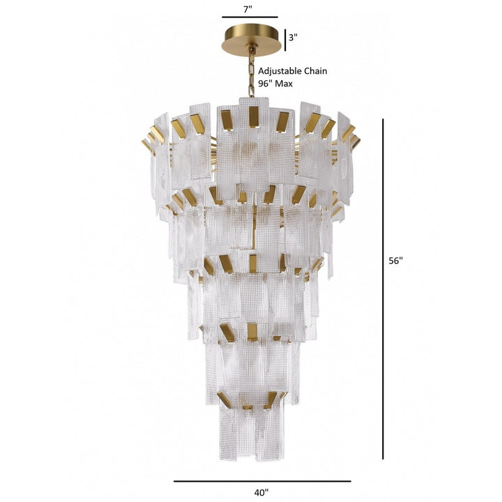Avenue Lighting Belmont 40"W 5-Tier Chandelier HF7182-AGB in Aged Golden Brass/Textured Glass view 2