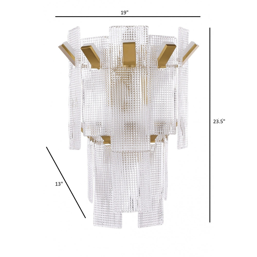 Avenue Lighting Belmont 23.5"H 2-Tier Wall Sconce HF7183-AGB in Aged Golden Brass/Textured Glass view 2