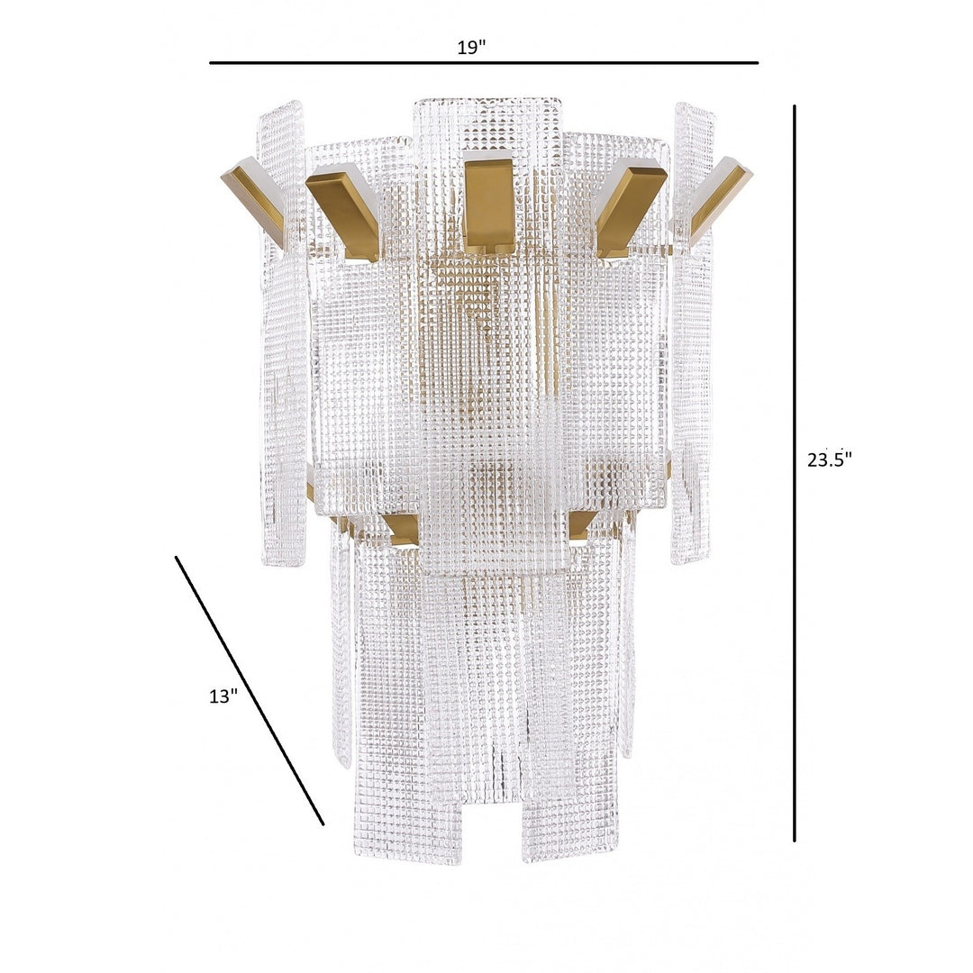 Avenue Lighting Belmont 23.5"H 2-Tier Wall Sconce HF7183-AGB in Aged Golden Brass/Textured Glass view 2