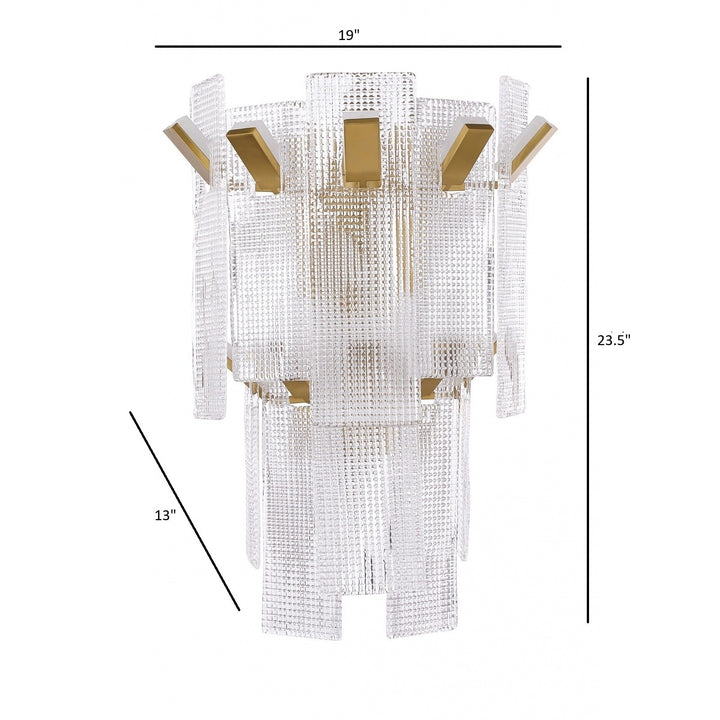 Avenue Lighting Belmont 23.5"H 2-Tier Wall Sconce HF7183-AGB in Aged Golden Brass/Textured Glass view 2