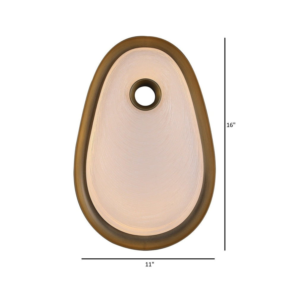 Avenue Lighting Palmea 16"H Oval Glass LED Wall Sconce HF7222W-AB-WHT in Aged Brass/White Glass view 2