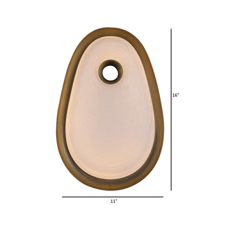 Avenue Lighting Palmea 16"H Oval Glass LED Wall Sconce HF7222W-AB-WHT in Aged Brass/White Glass view 2