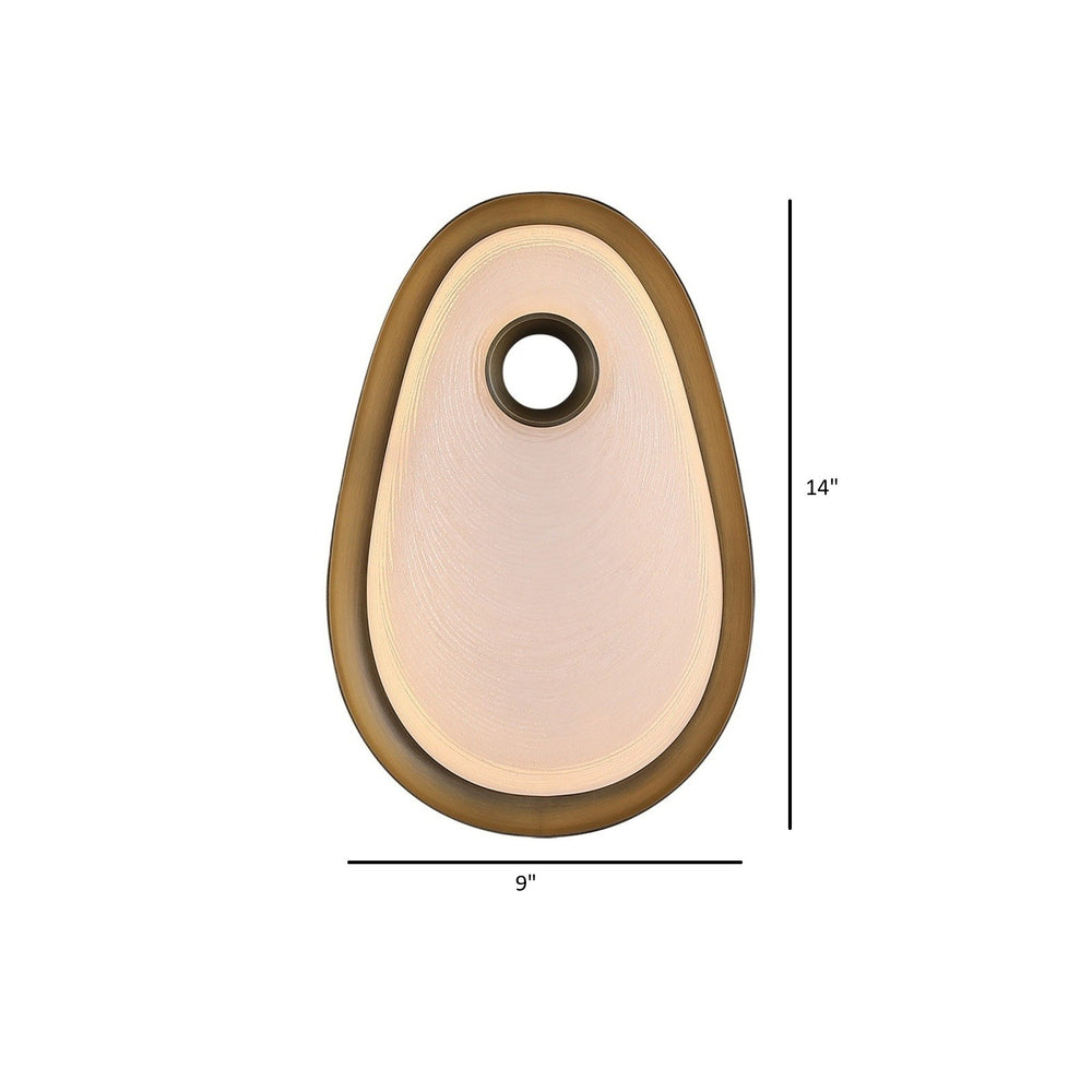 Avenue Lighting Palmea 14"H Oval Glass LED Wall Sconce HF7111W-AB-WHT in Aged Brass/White Glass view 2