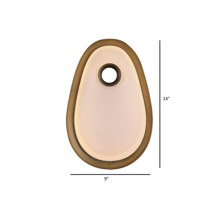 Avenue Lighting Palmea 14"H Oval Glass LED Wall Sconce HF7111W-AB-WHT in Aged Brass/White Glass view 2