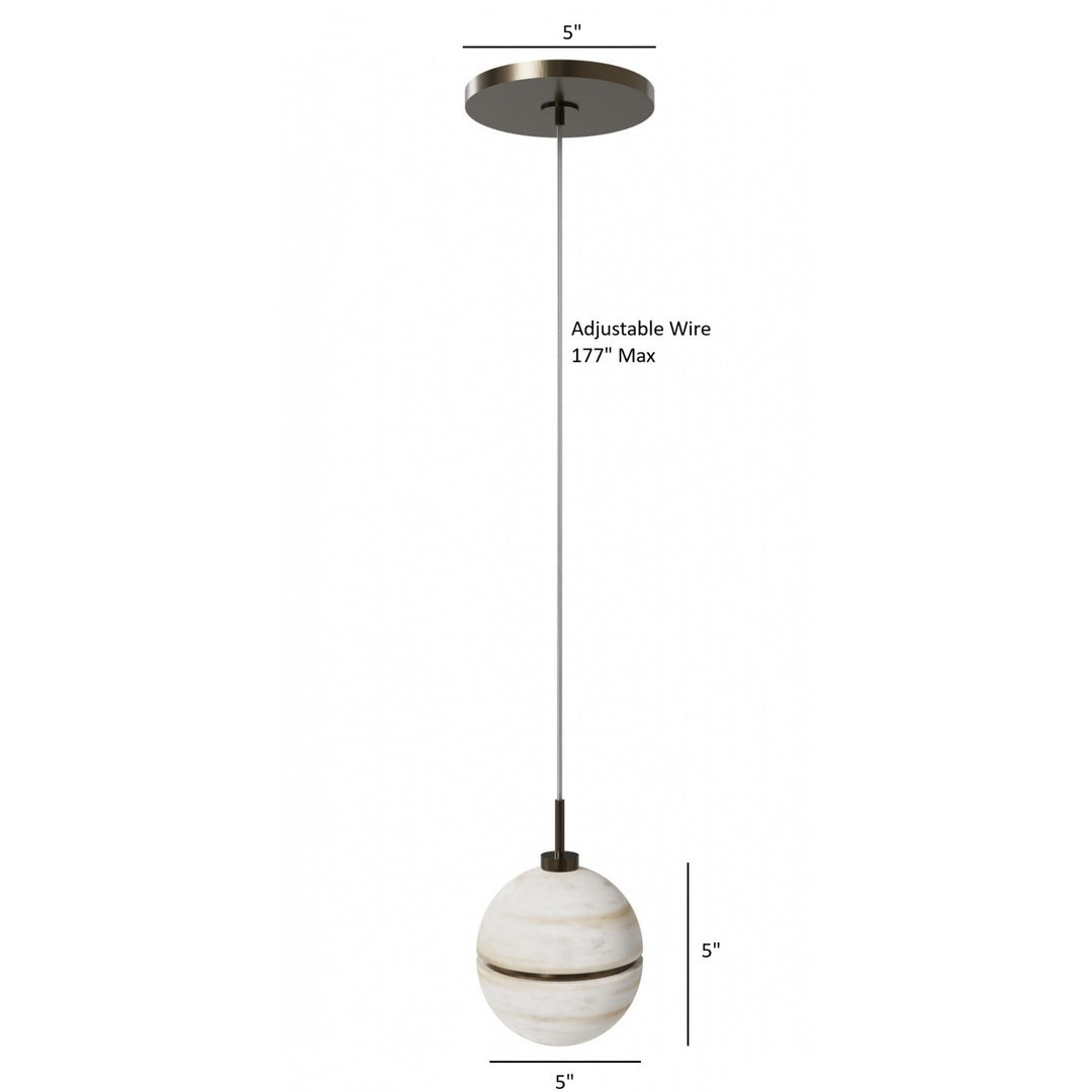 Avenue Lighting Sedona 1-Light 5"W Round Alabaster Pendant HF2900-AB in Aged Brass/Alabaster view 4