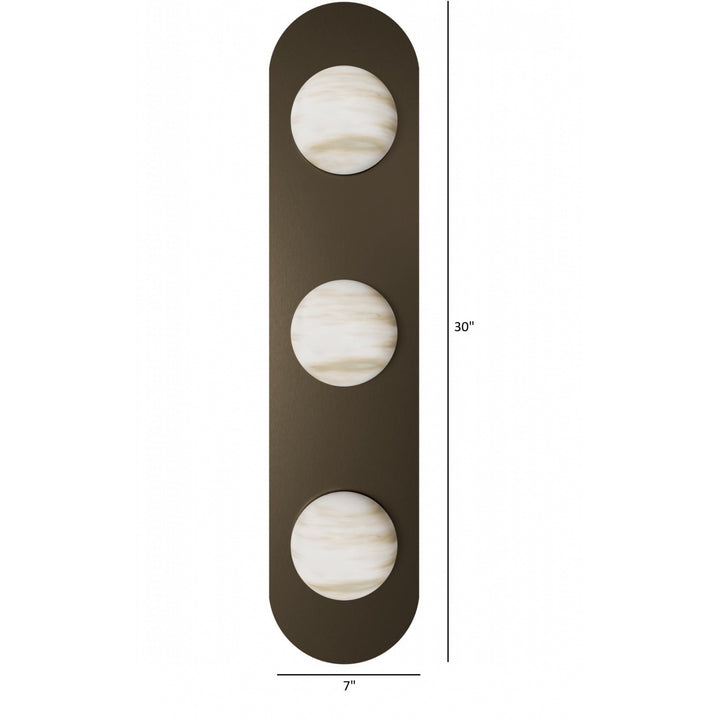 Avenue Lighting Sedona 30"H 3-Light Alabaster 3-CCT LED Wall Sconce HF2953-AB in Aged Brass/Alabaster view 4