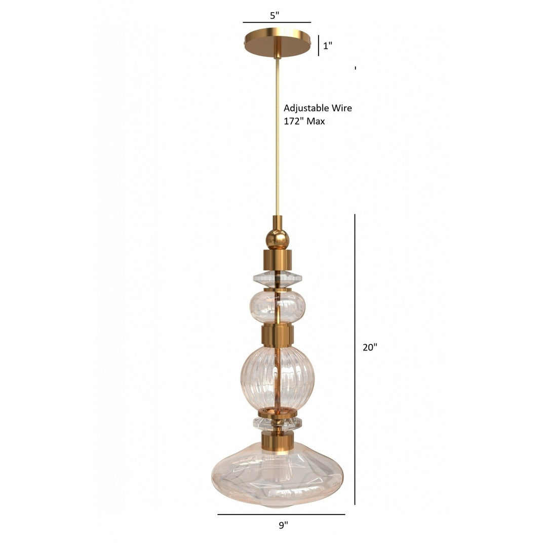 Avenue Lighting Avra 20"H Bottom Stacked LED Pendant HF7901-AB in Aged Brass/Clear Glass view 4