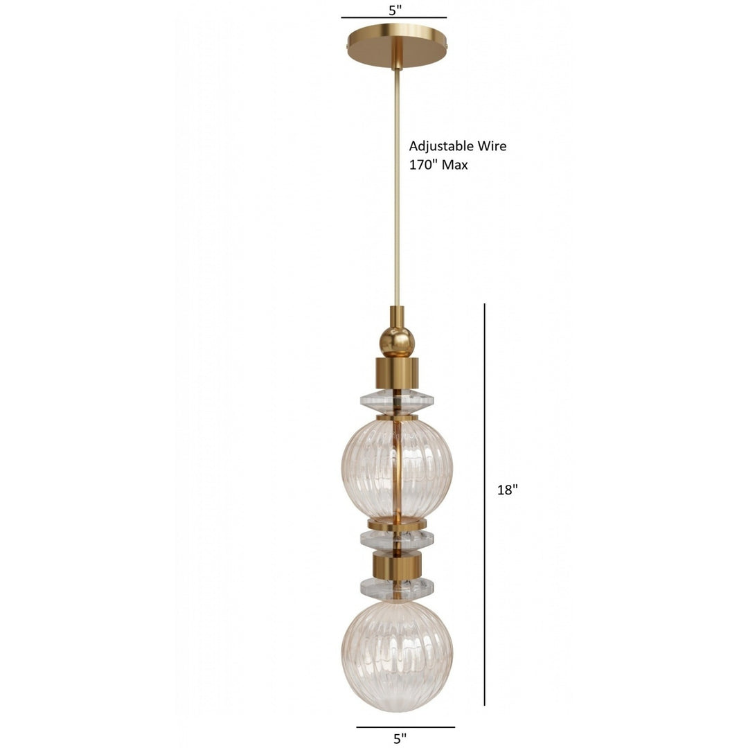 Avenue Lighting Avra 18"H Stacked LED Pendant HF7902-AB in Aged Brass/Clear Glass view 4