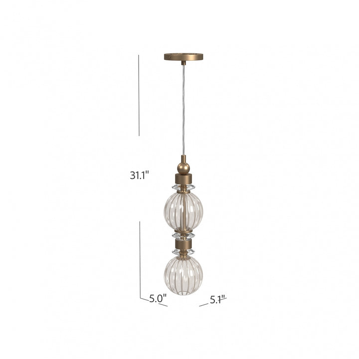Avenue Lighting Avra 18"H Stacked LED Pendant HF7902-AB in Aged Brass/Clear Glass view 5