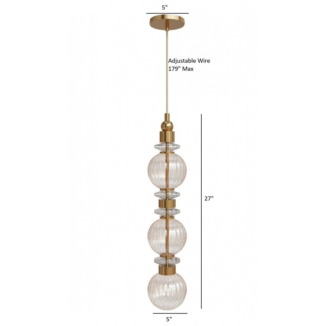 Avenue Lighting Avra 27"H Stacked LED Pendant HF7903-AB in Aged Brass/Clear Glass view 4