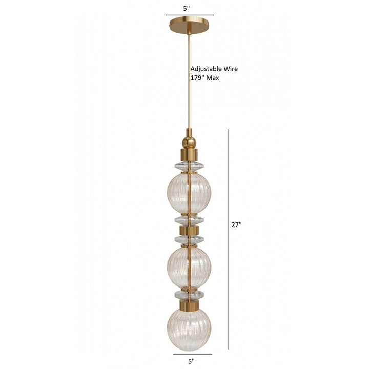 Avenue Lighting Avra 27"H Stacked LED Pendant HF7903-AB in Aged Brass/Clear Glass view 4