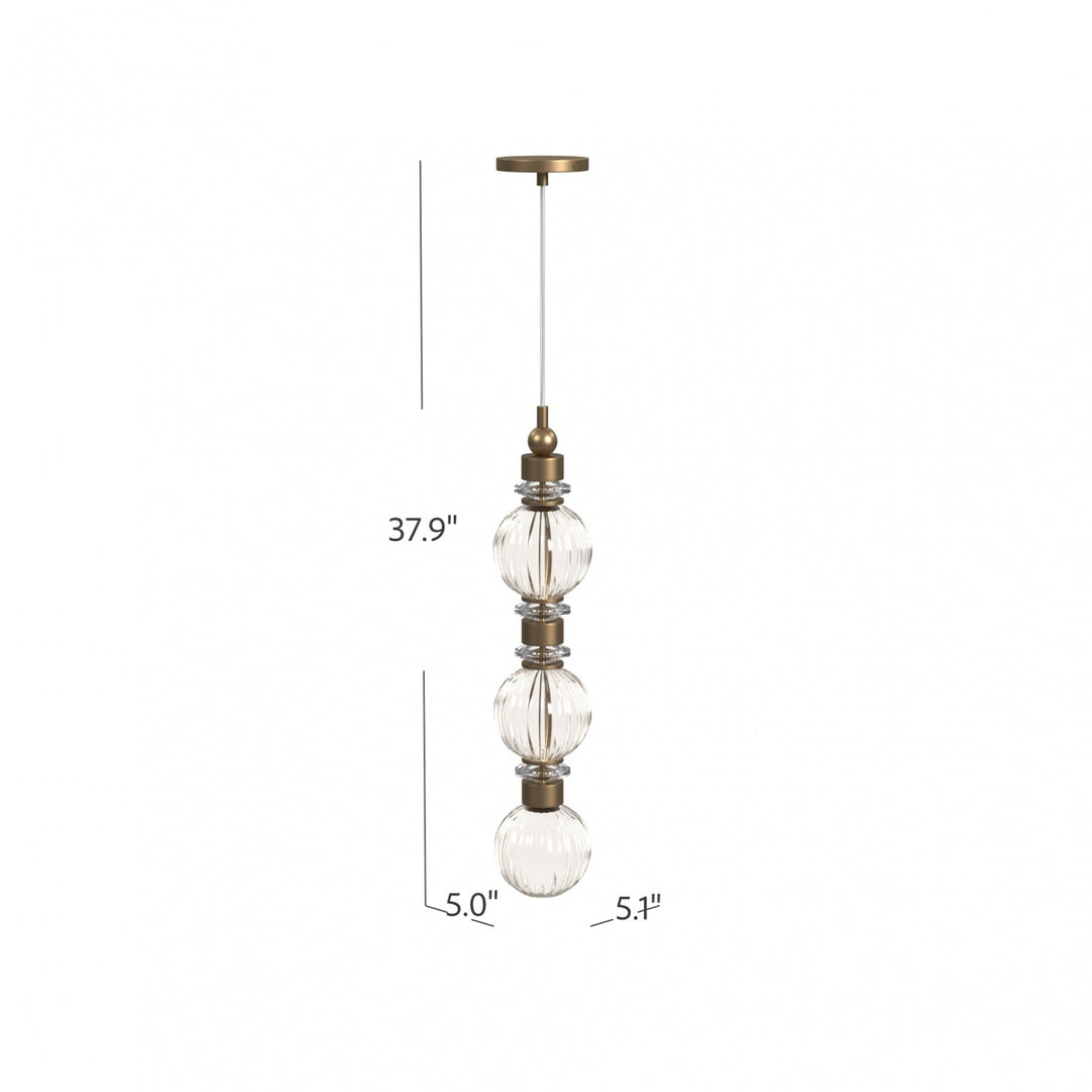 Avenue Lighting Avra 27"H Stacked LED Pendant HF7903-AB in Aged Brass/Clear Glass view 5