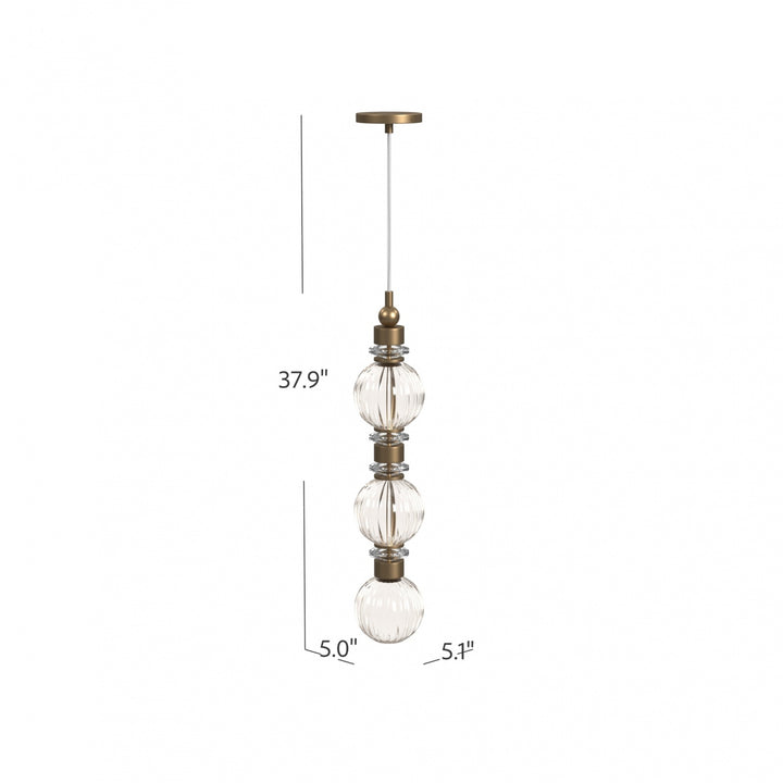 Avenue Lighting Avra 27"H Stacked LED Pendant HF7903-AB in Aged Brass/Clear Glass view 5