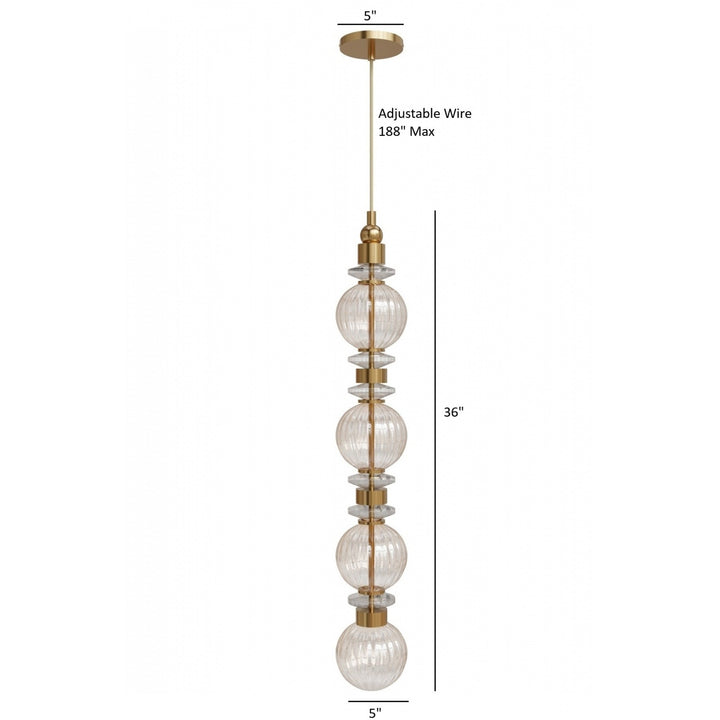 Avenue Lighting Avra 36"H Stacked LED Pendant HF7904-AB in Aged Brass/Clear Glass view 4
