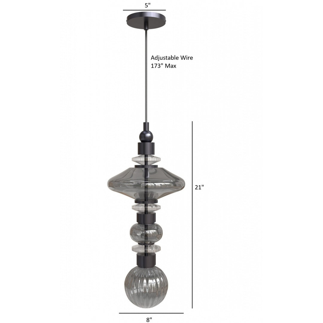Avenue Lighting Avra 21"H Top Stacked LED Pendant HF7900-BK in Black/Smoked Glass view 4