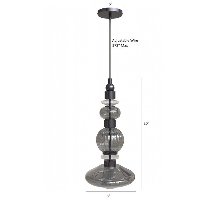 Avenue Lighting Avra 20"H Bottom Stacked LED Pendant HF7901-BK in Black/Smoked Glass view 4