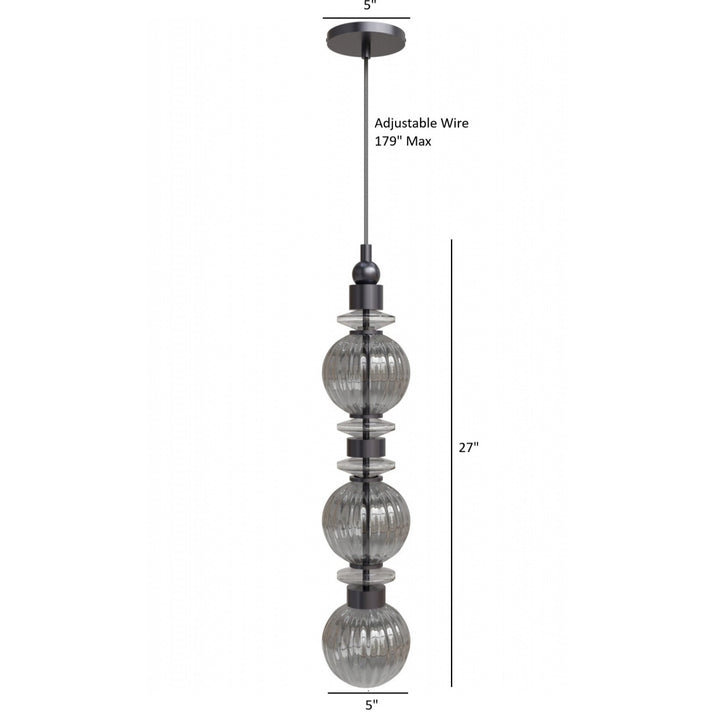 Avenue Lighting Avra 27"H Stacked LED Pendant HF7903-BK in Black/Smoked Glass view 4