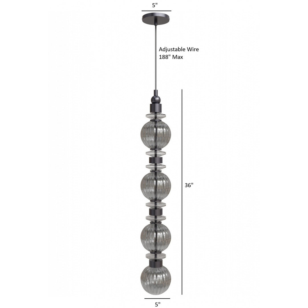 Avenue Lighting Avra 36"H Stacked LED Pendant HF7904-BK in Black/Smoked Glass view 4